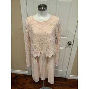 See By Chloe Pale Pink Dress w/ Floral Lace Upper, Size 8 (US) 44 (IT)